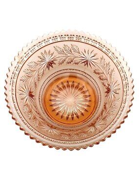 Vintage Imperial Glass Pink Strawflower Mayonnaise Serving Bowl Depression Era